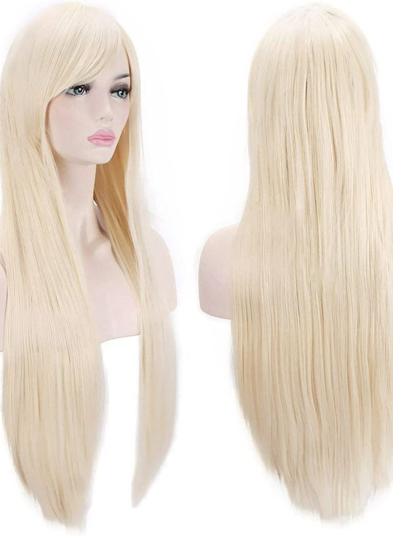 Estelle Wigs 32 Inches 80 cm Long Straight Anime Fashion Women's Cosplay Wig Party Wig With Free Wig Cap Blonde - Image 3