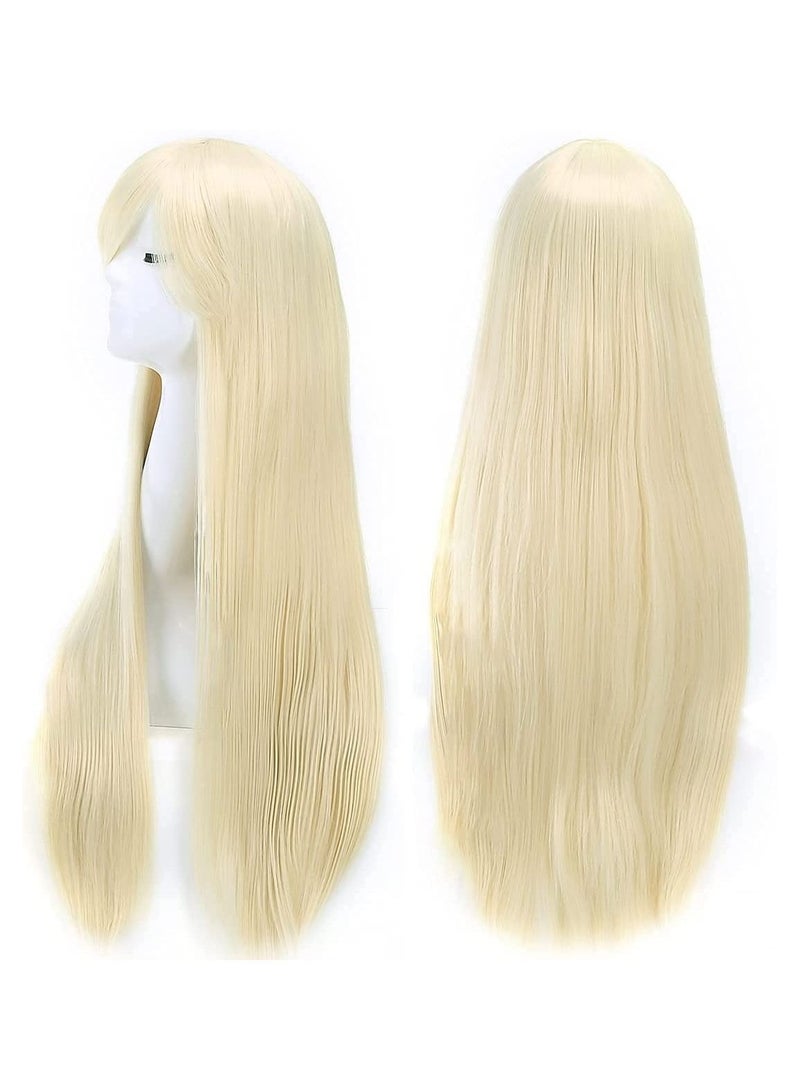 Estelle Wigs 32 Inches 80 cm Long Straight Anime Fashion Women's Cosplay Wig Party Wig With Free Wig Cap Blonde - Image 5