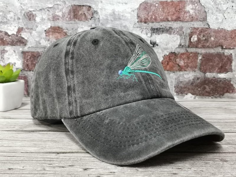 TERRIFI Embroidered Dragonfly Baseball Cap – Washed Cotton Twill Adjustable Dad Hat for Men & Women, Breathable Low Profile Outdoor Hat - Image 2