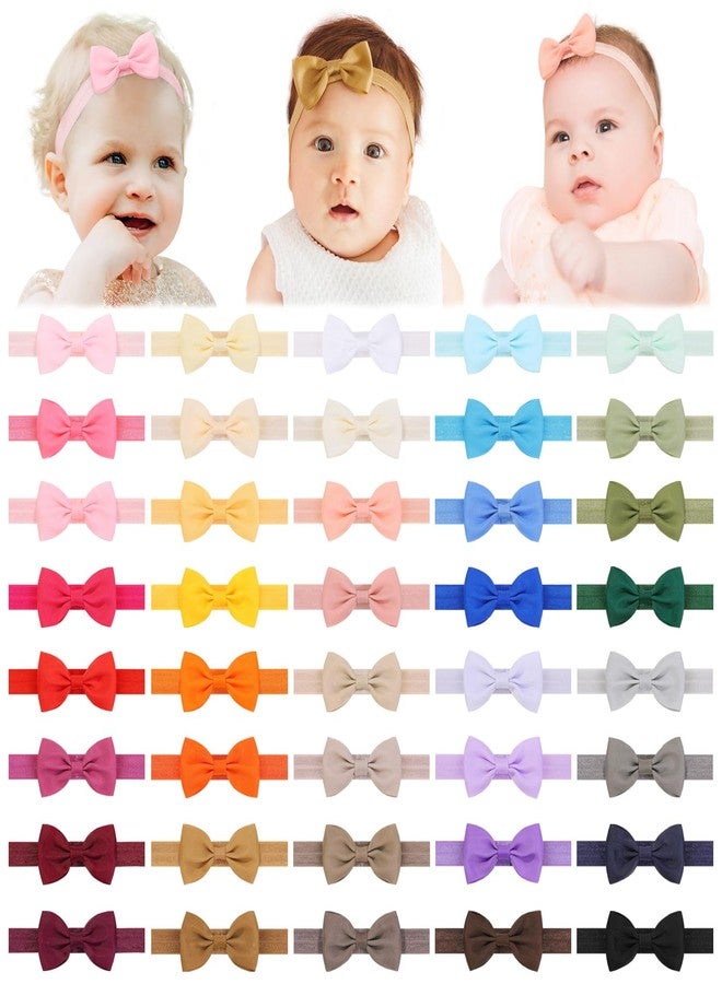 jollybows 40pcs Baby Girls Bows Headbands Elastic Hairband Ribbon Bow Hair Accessories for Newborns Infants Toddlers and Kids - Image 1