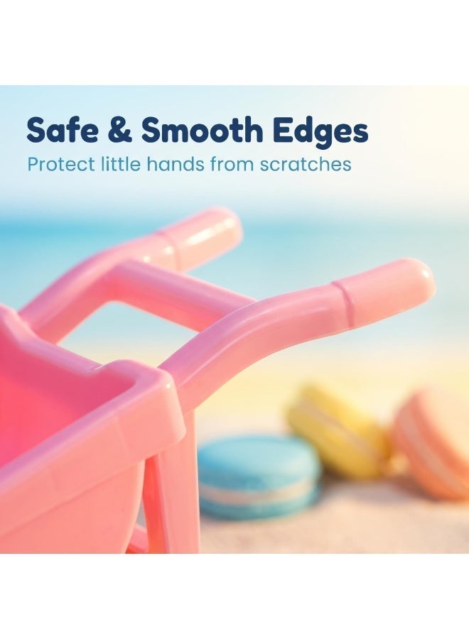 EASY FUTURE Beach Sand Toys Set Two Wheel Hand Cart Complete Sand Toys Digging Shovel Rake Animal Molds Watering Can Smooth Edge Outdoor Backyard Sandbox Pretend Construction Play Kit NO.1904 - Image 4
