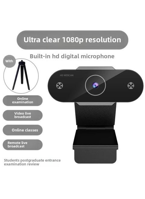 Computer Camera Desktop Home Notebook USB External Live HD With Microphone Microphone Integrated External-Color:Upgraded Version-black★Full Hd 1080p [autofocus + Built-in Microphone] Comes With Triangular Stand