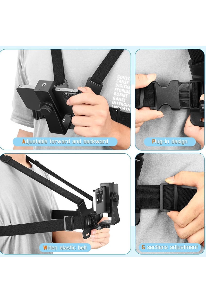 Generic - Mobile Phone Chest Mount Harness Strap Holder,Cell Phone Clip Action Camera for POV/VLOG Black - Image 1