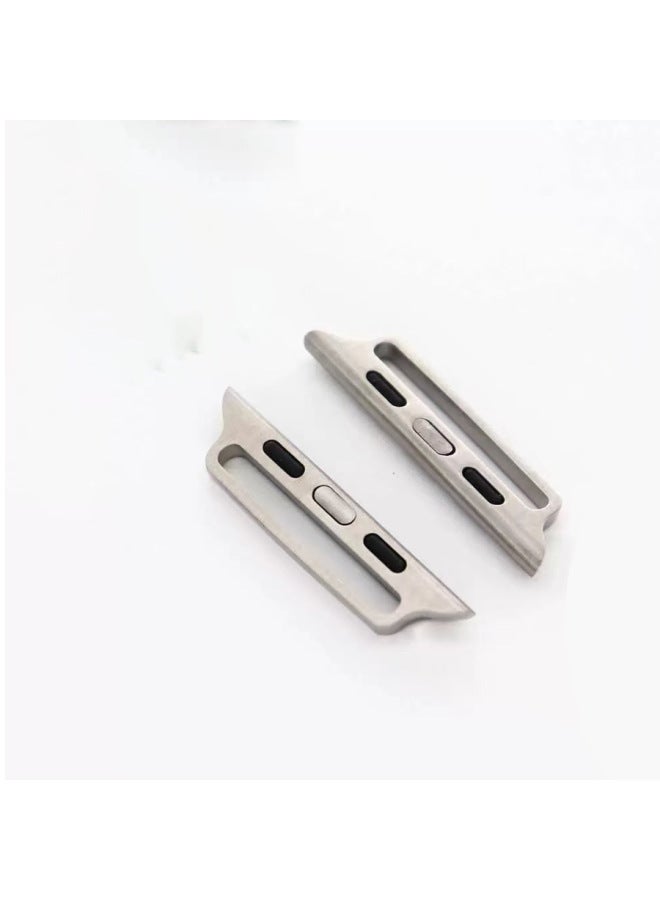 Suitable For Apple Strap Connector Iwatch Raw Ear One-piece Medium Grain AppleWatch Watch Adapter-Color:Black-Specifications:42/44/45-22mm  - Image 2