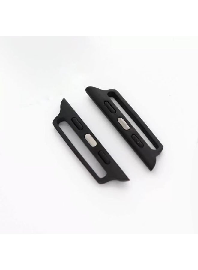 Suitable For Apple Strap Connector Iwatch Raw Ear One-piece Medium Grain AppleWatch Watch Adapter-Color:Black-Specifications:42/44/45-22mm  - Image 3