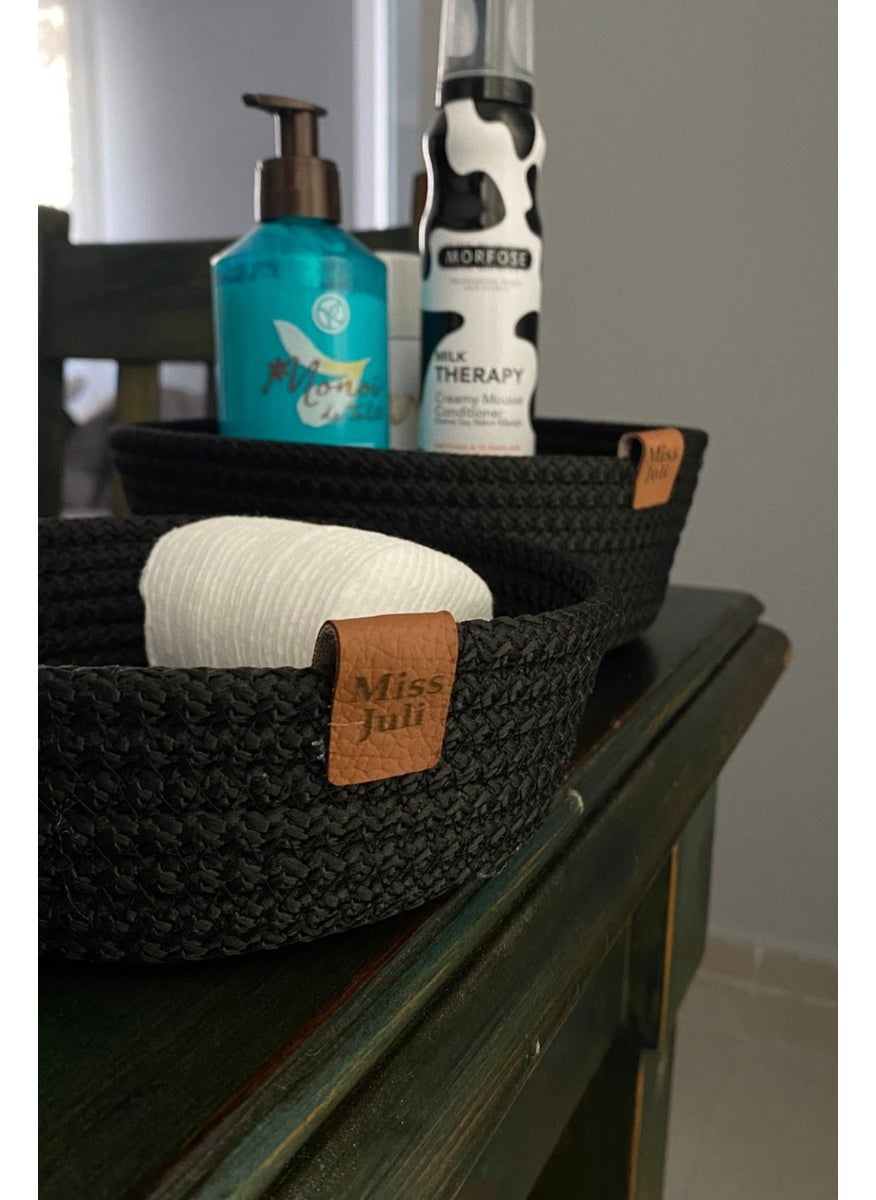 Miss Juli Multi-Purpose 3-Piece Basket, Jute Rope Knitting Basket, Decorative Basket Set, Wicker Basket Set  - Image 5