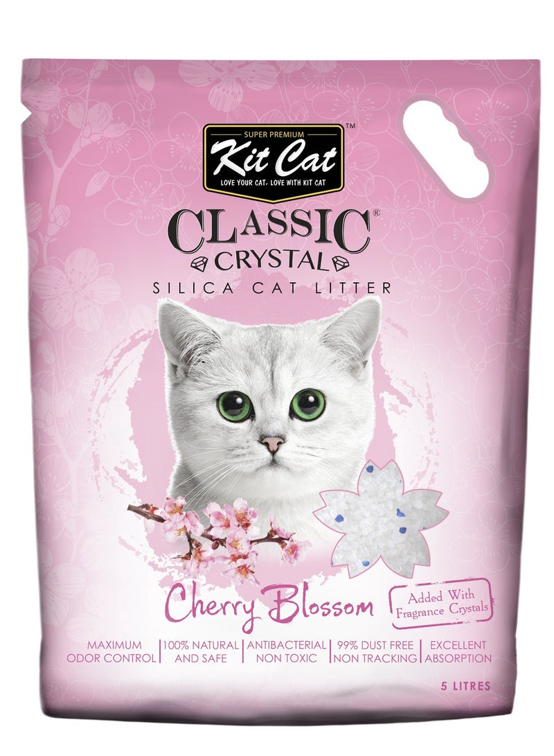 كيت كات رمل قطط كريستالي كلاسيكي من كيت كات برائحة زهرة الكرز، 5 لتر - Image 1