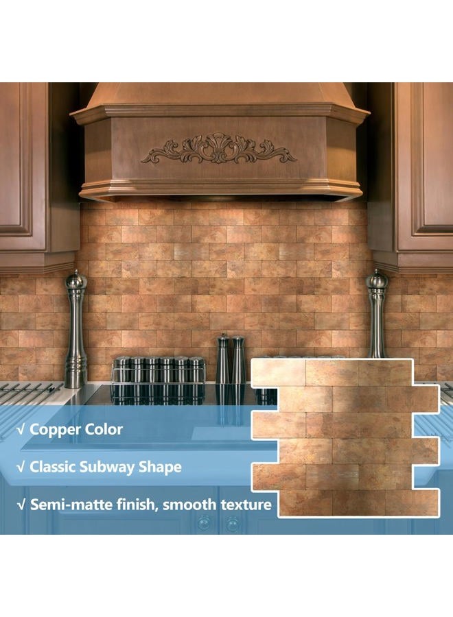 Reovatile 10-Pack Peel and Stick Tile Backsplash 12"X12" PVC Wall Tiles, Stick on Backsplash for Kitchen, Bathroom Tile, Fireplace Décor, Laundry Table, Stair Decals in Copper Metal - Image 5