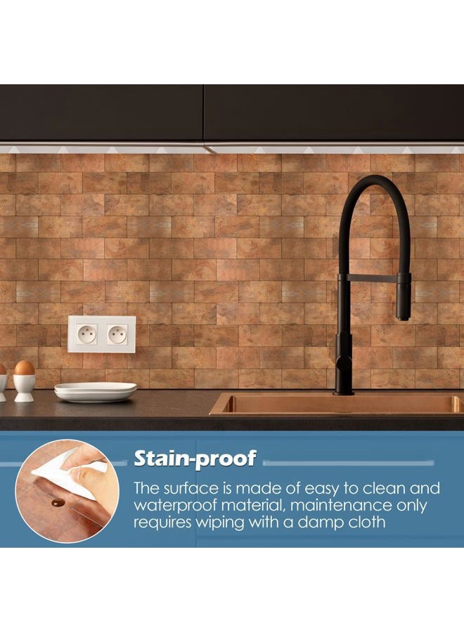 Reovatile 10-Pack Peel and Stick Tile Backsplash 12"X12" PVC Wall Tiles, Stick on Backsplash for Kitchen, Bathroom Tile, Fireplace Décor, Laundry Table, Stair Decals in Copper Metal - Image 4