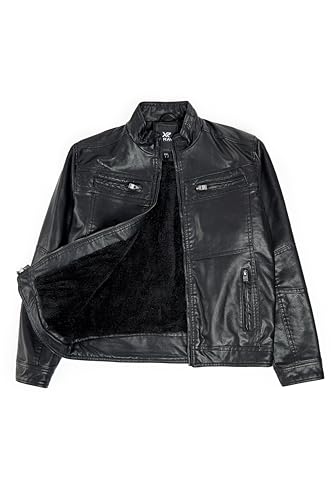 X RAY Teen Faux Leather Jacket for Fall & Winter, Kids Outerwear Coat, Motorcycle PU Leather Jacket for Boys, Black, Medium - Image 1