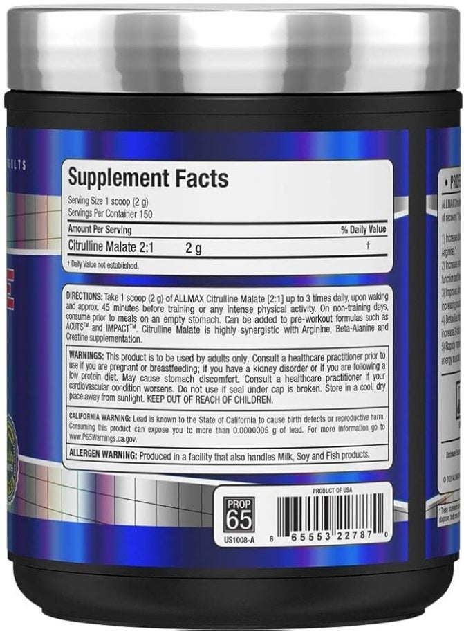 Allmax Citrulline Malate 2:1 300g – Performance, Pump & Endurance Support - Image 4