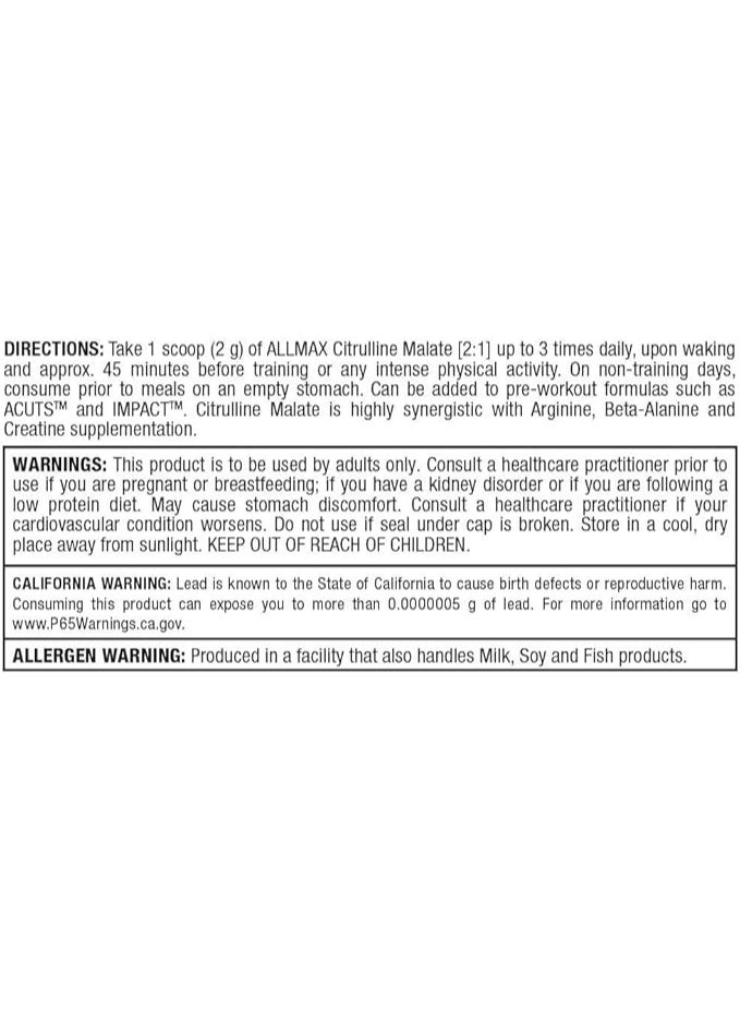 Allmax Citrulline Malate 2:1 300g – Performance, Pump & Endurance Support - Image 3