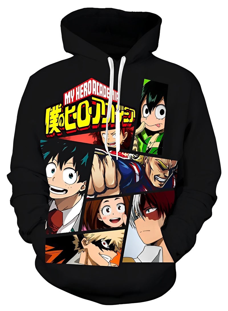 My Hero Academia Hoodie, Hoodie anime Fan Sweater, Costume Anime Hero Academia Hoodies for Men, My Hero Academia Printed Suit, Long Sleeve Round Collar Hoodie Sweatshirt  - Image 1