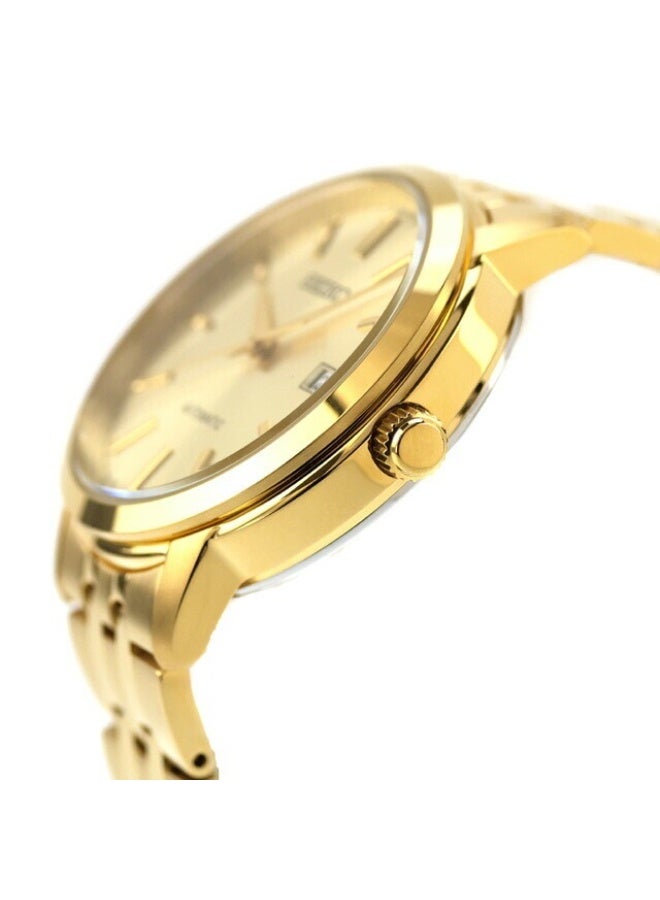 سيكو Selection Automatic Analog Men’s Watch SCVE062, 41.2 mm Gold Dial, Gold-Tone Stainless Steel Case & Bracelet, 100 m WR - Image 4