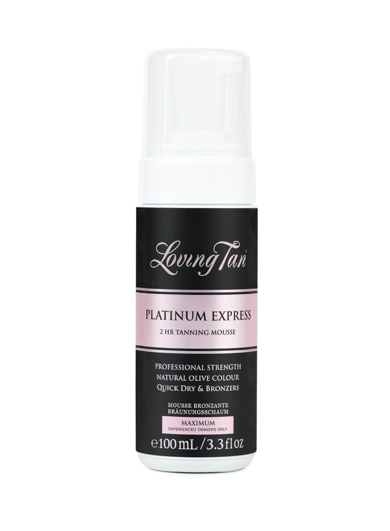 Loving Tan Loving Tan Platinum 2 HR Express Mousse, Darkest Shade Yet - Streak Free, Professional Strength Sunless Tanner - 5+ Self Tan Applications per Bottle, Cruelty Free, Naturally Derived DHA, 3.3 Fl Oz  - Image 1