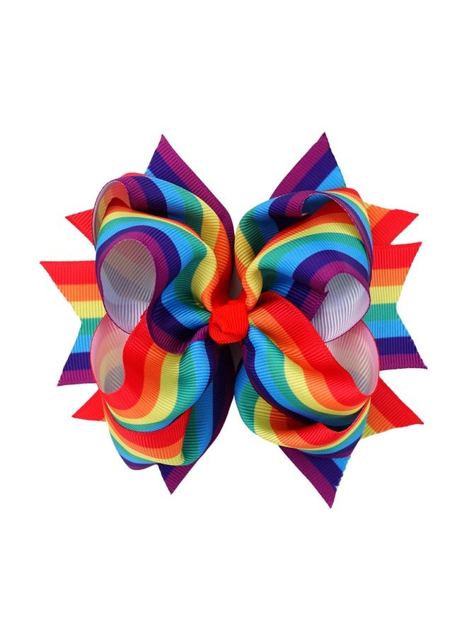 JustMyDress - Rainbow Hair Bow With Clip Grosgrain Ribbons Hairclips For Girls Jb35 (2 Pcsa2) - Image 1