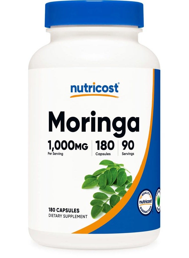 Nutricost كبسولات المورينغا 500 ملغ، 180 كبسولة (90 حصة) - كبسولات نباتية، غير معدلة وراثيًا، خالية من الغلوتين - Image 1