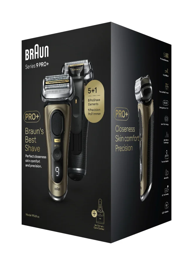 براون Series 9 Pro+ Electric Shaver, Wet And Dry With 6-In-1 Smartcare Center And Travel Case, Gold - Shaver 9569Cc