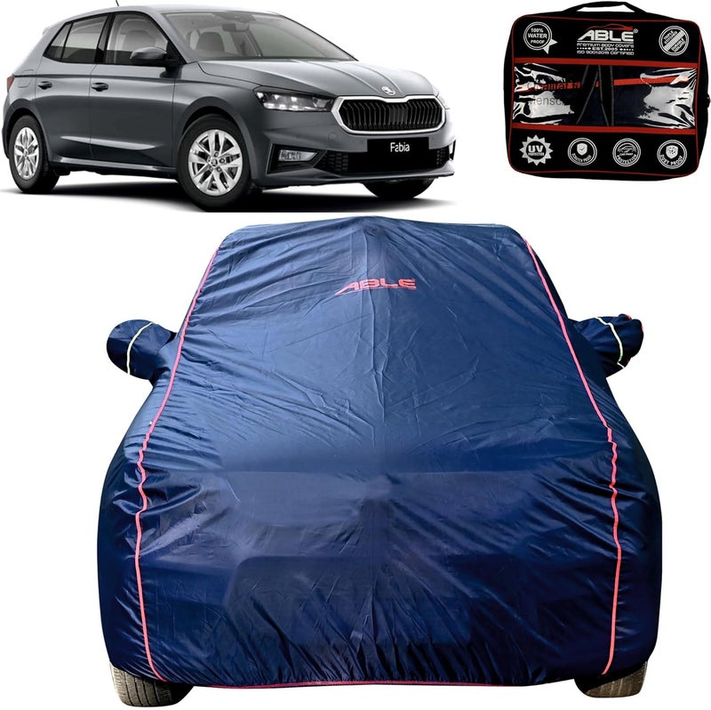 Able Parashuit Blue WR Series Car Body Cover with Mirror Pockets and Driver Door Zipper Compatible for Skoda Fabia (2014 to Till Now Model) - Image 1
