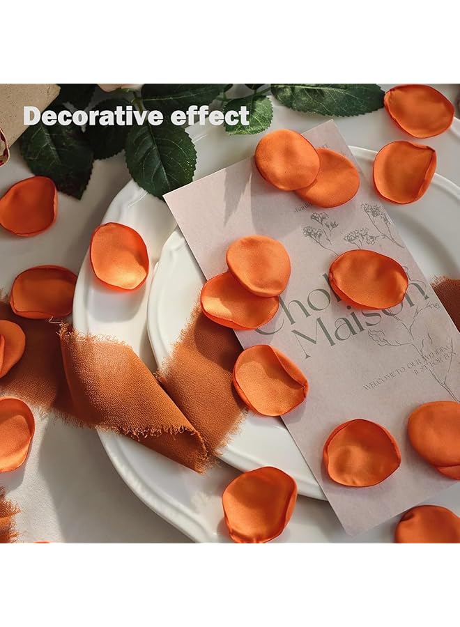 erorex 100 Pcs Rose Decorative Petals Artificial Flower Petals For Weddings Fake Rose Petals Proposal For Wedding Basket Aisle Runner Bridal Shower 2 Color Mixes Orange Red - Image 5