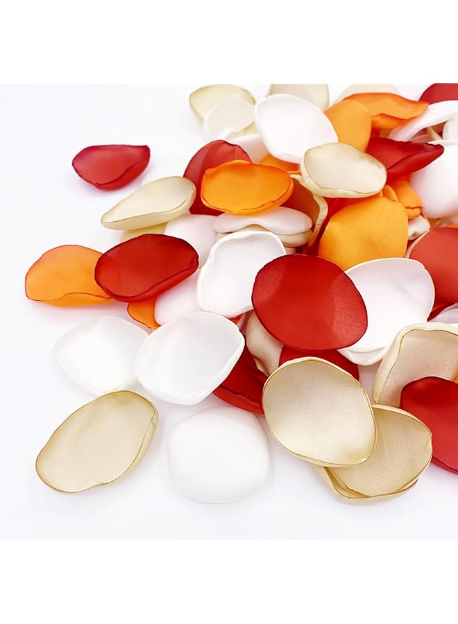erorex 100 Pcs Rose Decorative Petals Artificial Flower Petals For Weddings Fake Rose Petals Proposal For Wedding Basket Aisle Runner Bridal Shower 2 Color Mixes Orange Red - Image 1