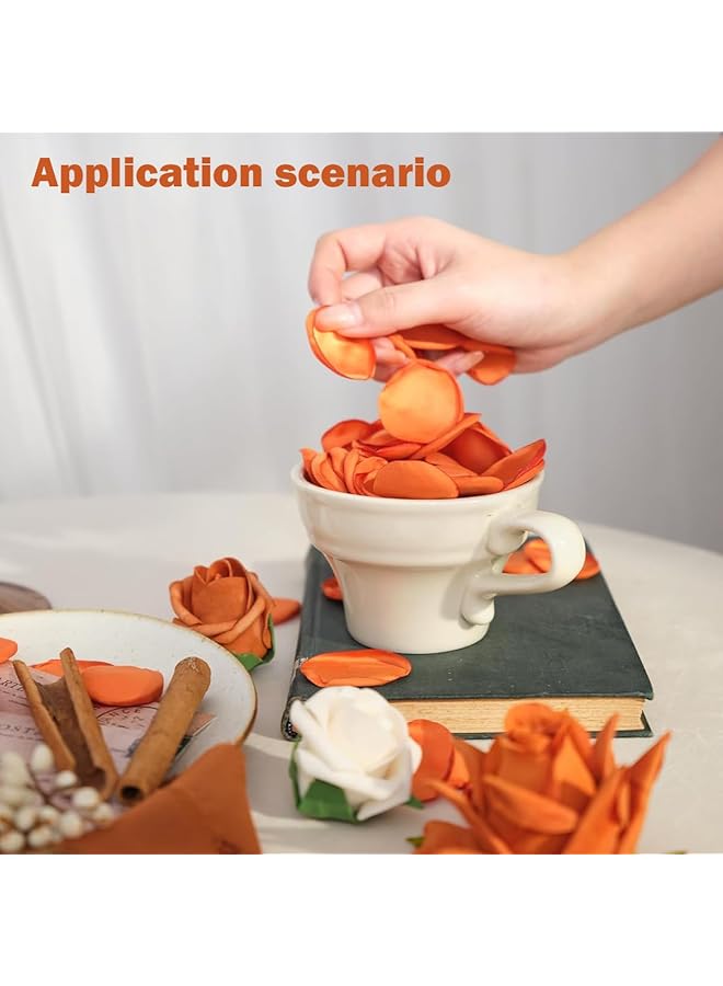 erorex 100 Pcs Rose Decorative Petals Artificial Flower Petals For Weddings Fake Rose Petals Proposal For Wedding Basket Aisle Runner Bridal Shower 2 Color Mixes Orange Red - Image 4