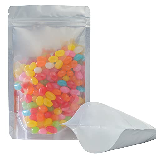 LZLPACKING 100 Pieces smell proof mylar bags,resealable packaging pouch bag with clear window for food storage,stand up pouch bags,lipgloss,eyelash jewelry electronics storage(6×9 Inch) - Image 1