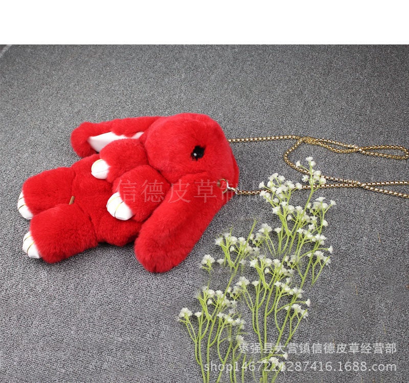 2024 Cute Plush Bunny Crossbody Kids Bag Red 