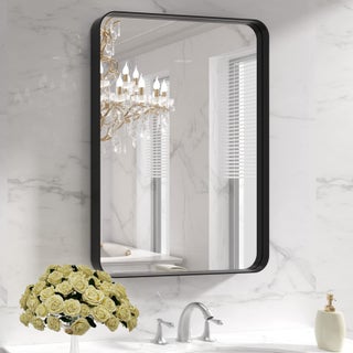 LOAAO Black Metal Framed Bathroom Mirror for Wall 22X30 Inch Rounded Rectangle Mirror Matte Black Bathroom Vanity Mirror Farmhouse AntiRust Hangs Horizontally or Vertically - pzsku/ZA1D27412DCB421EE9E17Z/45/1749490049/1d0f8703-114f-4c18-bc79-5f10366387c0
