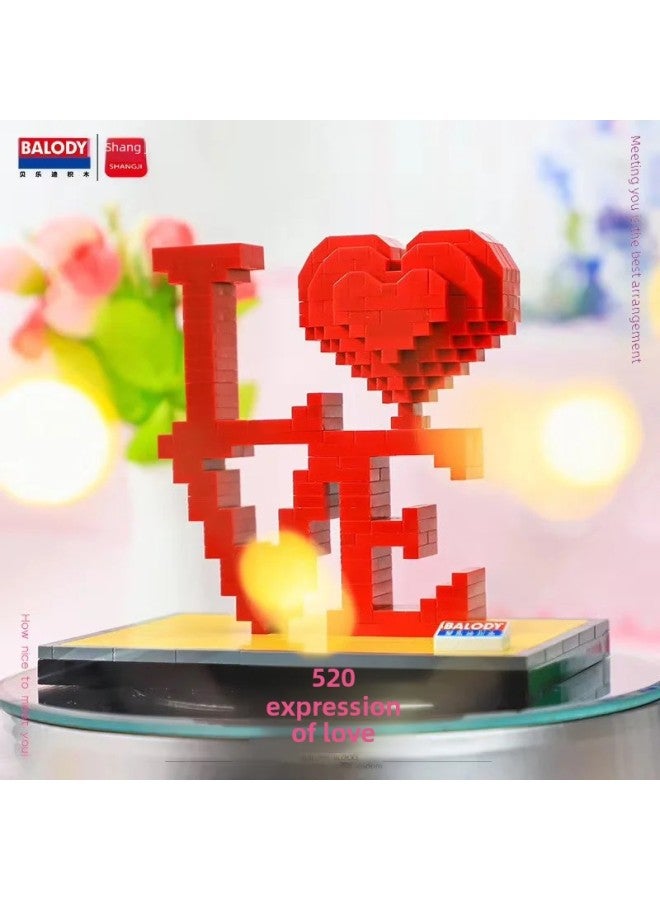 Beiledi Diamond Microparticles 520 Series Love Rose DIY Educational Toy Building Blocks 18148-18150-Color:Z71011-Love-Specifications:36*24.5*4.5cm