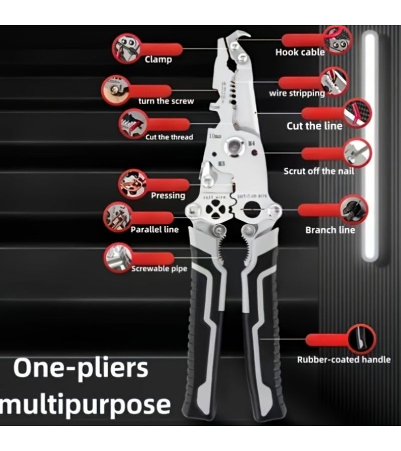 1pc Heavy Duty 18 In 1 Foldable Multi Tool Wire Stripper Wrench Screwdriver Cutter - Image 5