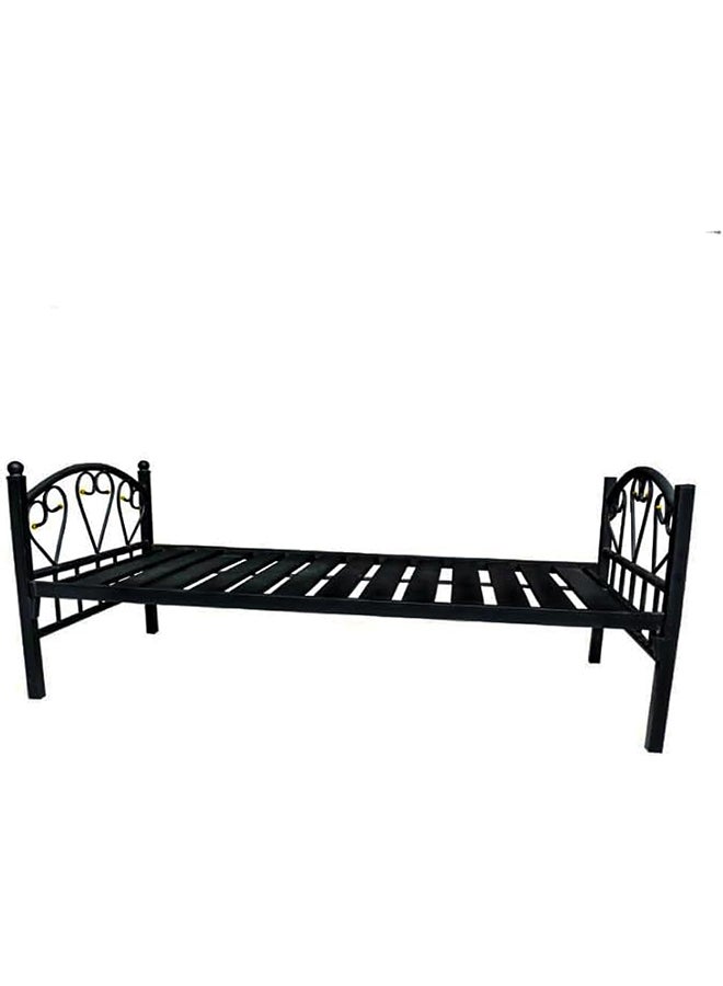 MAF furniture سرير فردي من ماف عالي التحمل من المعدن والفولاذ مقاس 90×190 سم، أسود