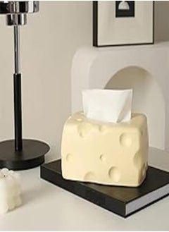 Generic Cheese Shape Ceramic Paper Towel Box, Multifunctional Decorative Paper Saver Dispenser, with Anti-Slip Pad, for Dining/Coffee Table 
