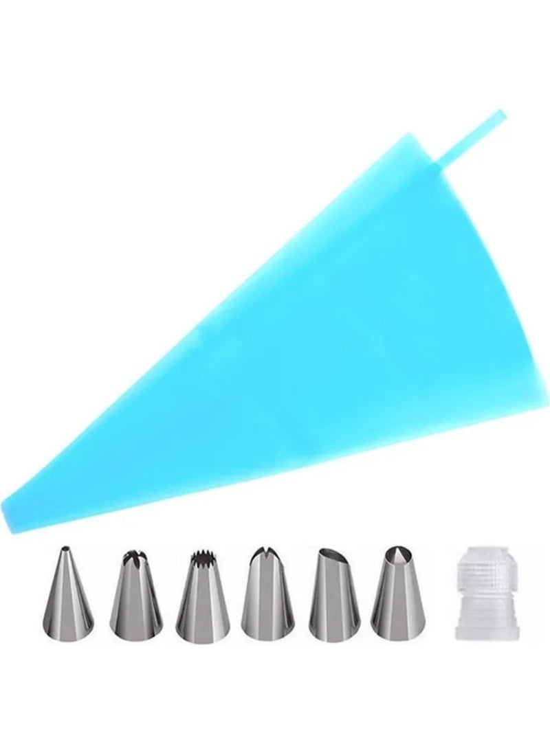 Cream Piping Bag 6 Different Steel Tips Cream Pump Blue - With Brush Gift - pzsku/ZA1D2A57F8C0A6A03EF4BZ/45/_/1730557005/d97d3d1c-565b-47de-91cb-f0b2146c48ad