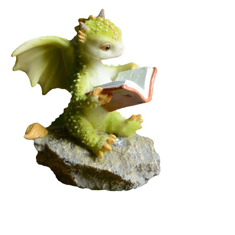 Gemmia Garden Dragon Figurine Studying Dragon on Rock