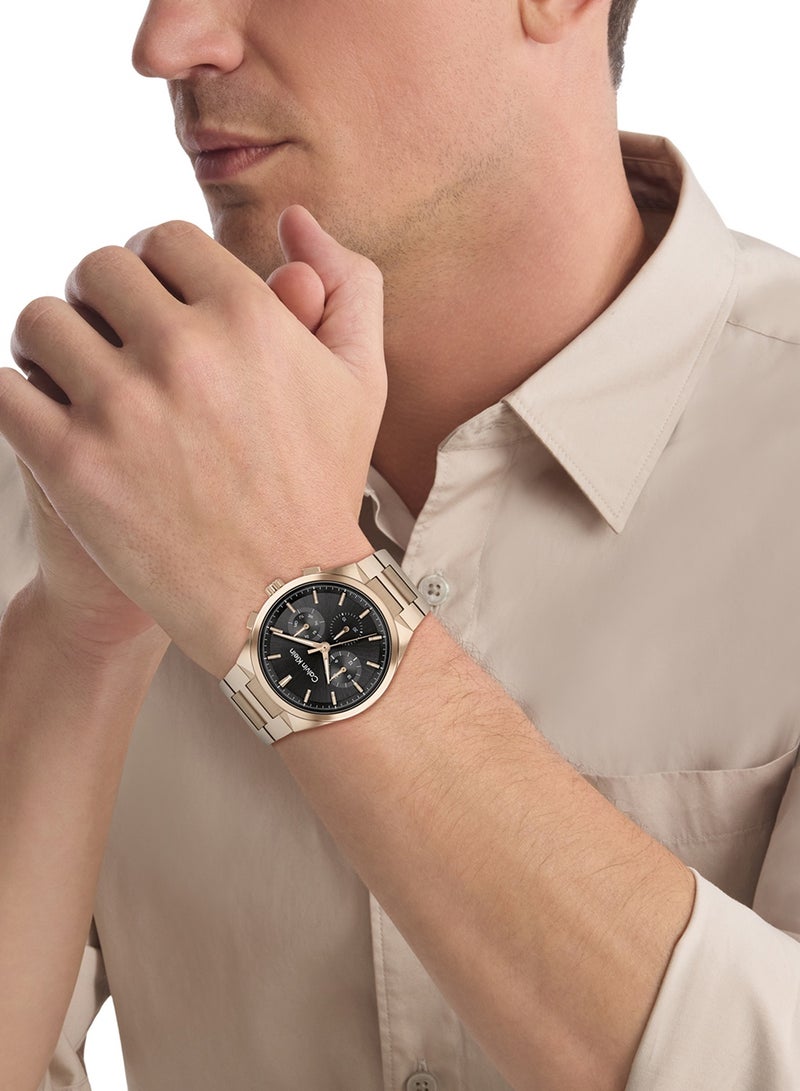 CALVIN KLEIN ROUND ANALOG MEN'S BLACK CASE WATCH - 25200506 - Image 4