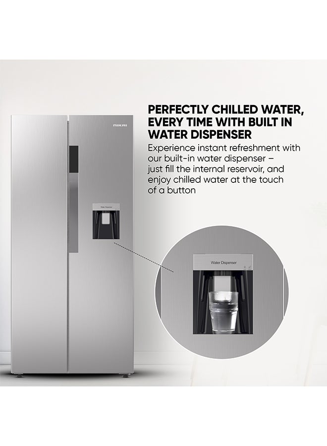NIKAI 750L/410L Gross Net, Side By Side Double Door Refrigerator With Energy Effecient Inverter Compressor, Temp Display Mirror, High Efficient Defrosting, Steel Finish Body 750 L 474.5 kW NRF750SBSD5 Silver - Image 2