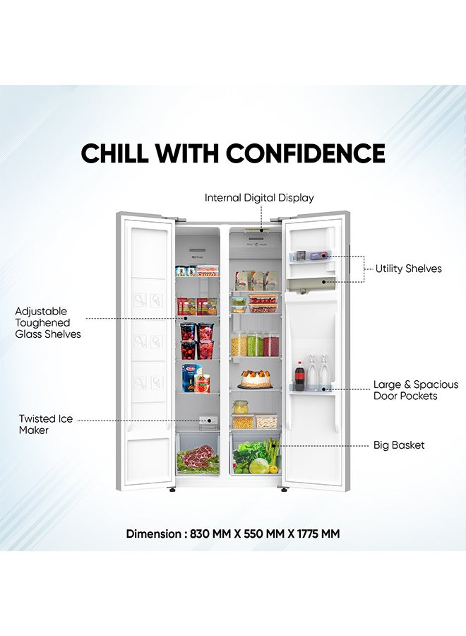 NIKAI 750L/410L Gross Net, Side By Side Double Door Refrigerator With Energy Effecient Inverter Compressor, Temp Display Mirror, High Efficient Defrosting, Steel Finish Body 750 L 474.5 kW NRF750SBSD5 Silver - Image 5