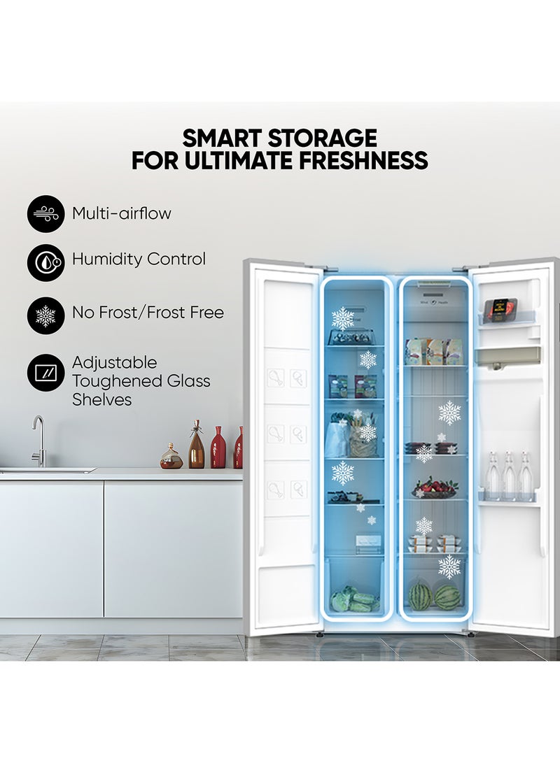 NIKAI 750L/410L Gross Net, Side By Side Double Door Refrigerator With Energy Effecient Inverter Compressor, Temp Display Mirror, High Efficient Defrosting, Steel Finish Body 750 L 474.5 kW NRF750SBSD5 Silver - Image 3