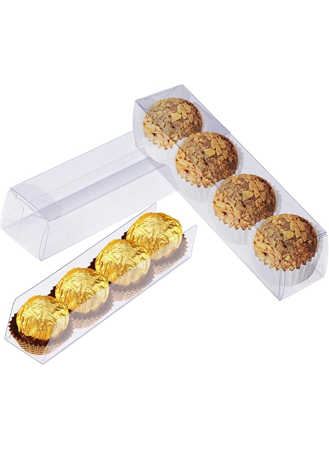 Clear Favor Boxes,Chocolate Macaron Gift Boxes with Inserts,50 PCS Clear PET Plastic Gift Favor Boxes Candy Cookies Treat Boxes for Christmas,Wedding,Baby Birthday Party 6.3"x1.5"x1.4"