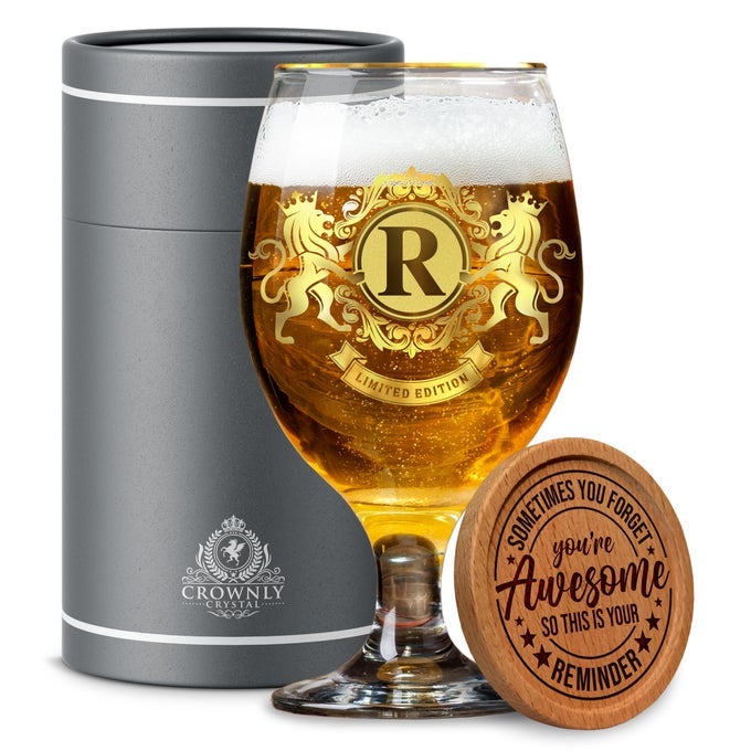 PERSONALISED BEER GLASS GIFTS FOR MEN DAD GRANDAD BIRTHDAY GIFTS BOYFRIEND GIFT BROTHER LEAVING GIFT PINT GLASS R