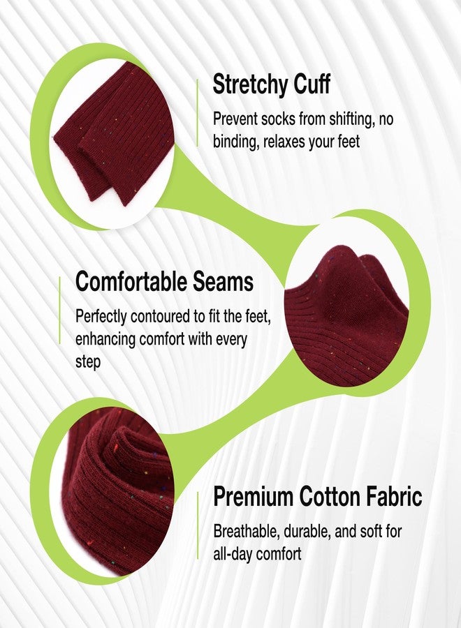 SERISIMPLE جوارب نسائية قطنية من SERISIMPLE، جوارب طويلة مضلعة، جوارب كاجوال رقيقة لطيفة محبوكة مريحة وجيدة التهوية، جوارب رسمية للسيدات، 5 أزواج (مقاسات أمريكية، ألفا، كبير، عادي، عادي، متنوع 2) - Image 2