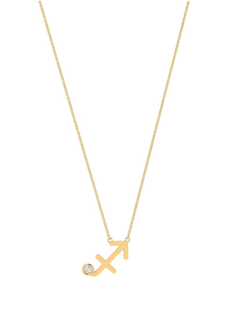 Capri Gold Capri Gold 18K Yellow Gold Sagittarius Zodiac Sign Necklace with Diamond 