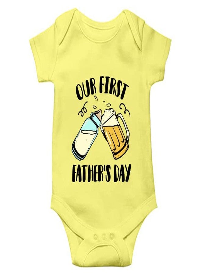 Mott2 Father's Day Special Unisex Baby Romper - DE05(Yellow, 0-3 Months) - Image 1