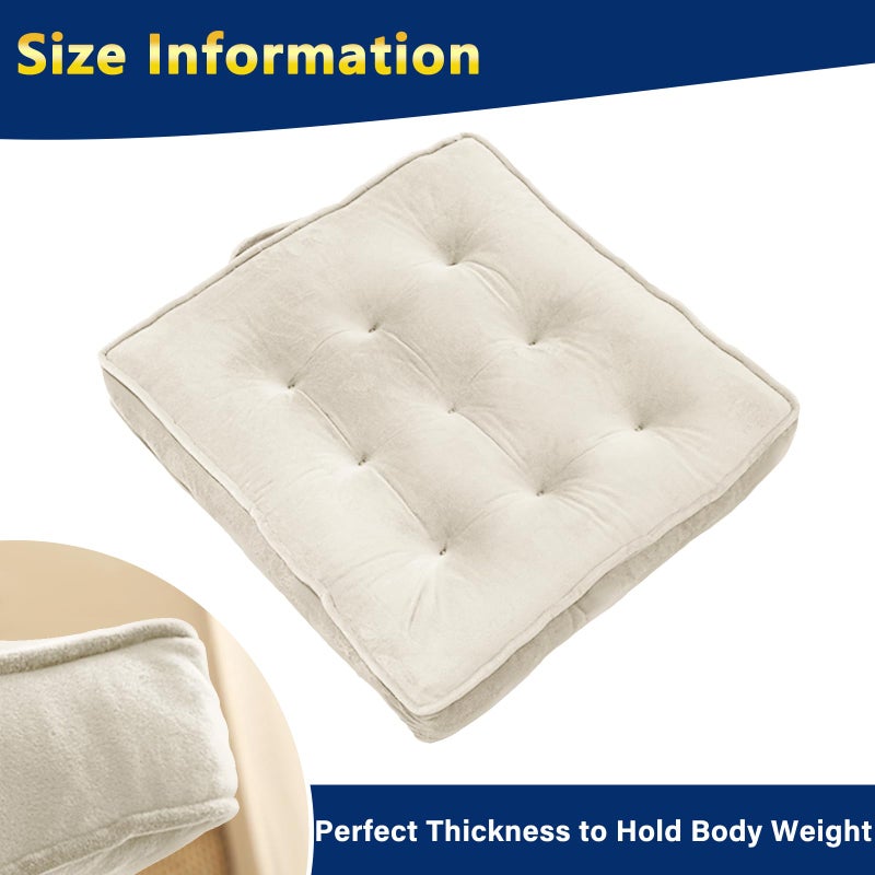 1 MIDDLE ONE Floor Pillow Set of 2, Memory Foam Meditation Cushion, Floor Cushions for Adults Sitting, Large Square Seat Cushions for Yoga, Living Room, 20x20 Inch (Off-White) - Image 2