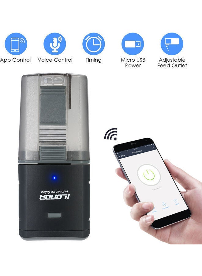 NIBEMINENT Automatic Fish Feeder Grey/Black - Image 1