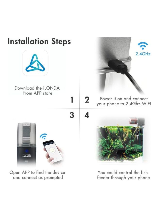 NIBEMINENT Automatic Fish Feeder Grey/Black - Image 4