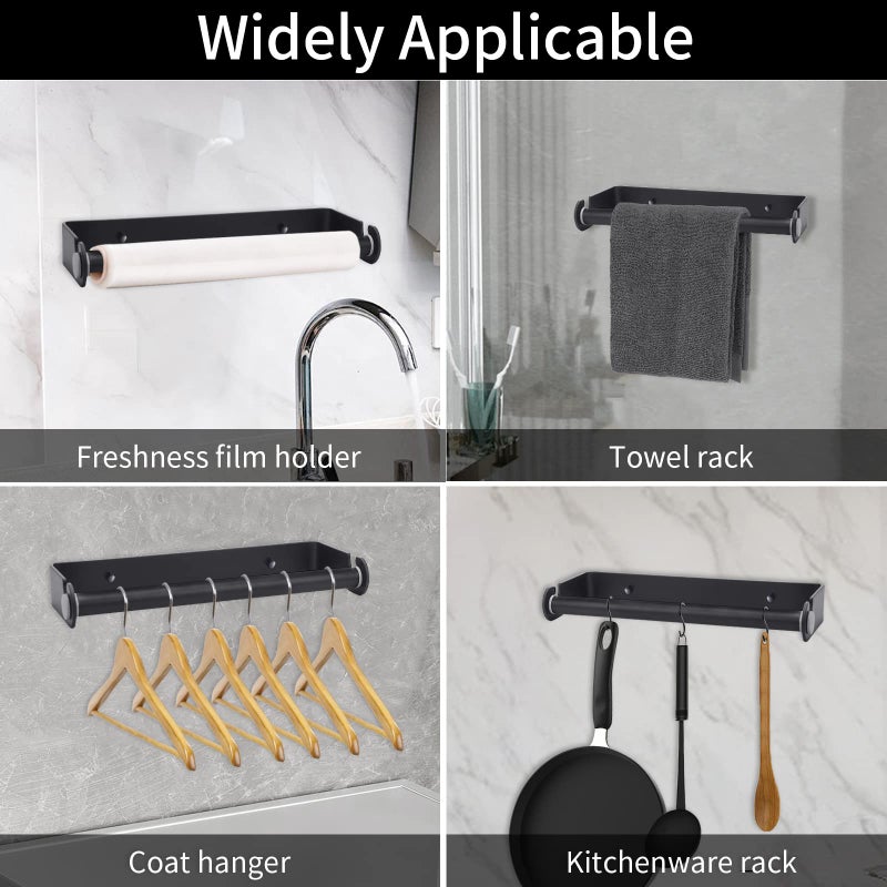 PEDORUBY Under Cabinet Paper Towel Holder, Adhesive or Drill Mount Paper Towel Holder, Wall Mount Paper Towel Holders for Kitchen or Bathroom (Black) - Image 4