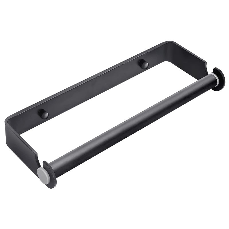 PEDORUBY Under Cabinet Paper Towel Holder, Adhesive or Drill Mount Paper Towel Holder, Wall Mount Paper Towel Holders for Kitchen or Bathroom (Black) - Image 1