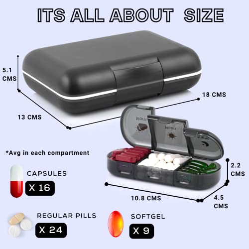 POPCUBE Premium Medicine organizer Box- Waterproof Weekly Medicine organizer- Medicine Box for home, 7 days tablet organizer For Home-Large Pill Organizer Box Case (Black, 3 Compartment) - Image 2
